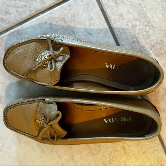 Prada Driving Loafers big logo flats classic dress shoes y2k fashion slip on