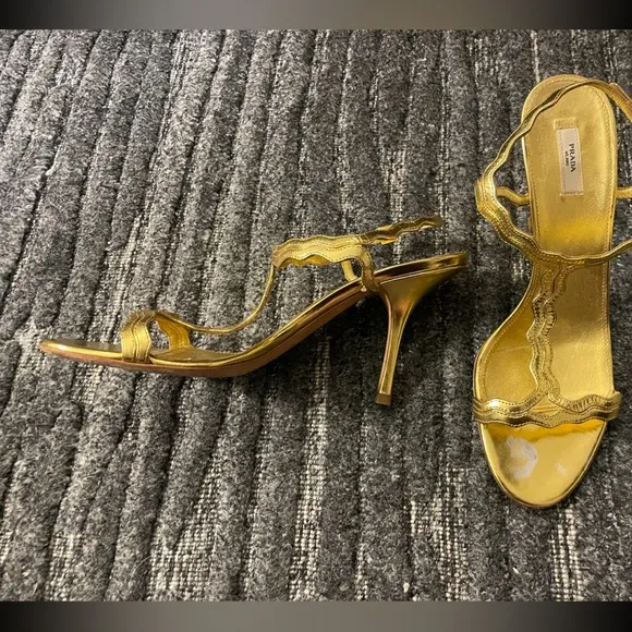 Prada open toe gold sandal