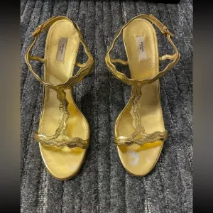 Prada open toe gold sandal
