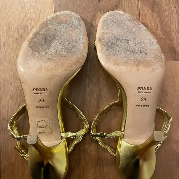 Prada open toe gold sandal