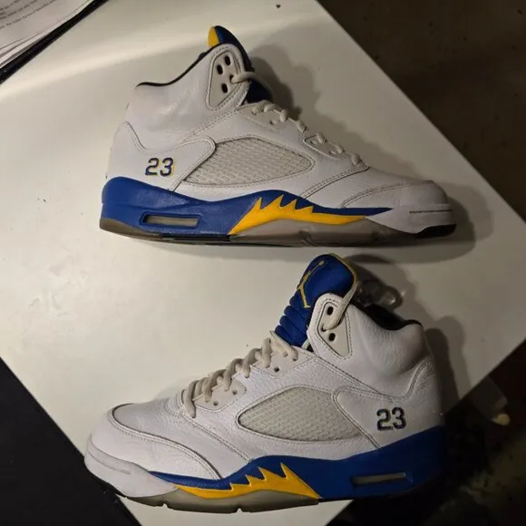 Pre-Owned Air Jordan 5 Retro Laney 2000 White/Varsity Royal Mens Sz 9 136045-141
