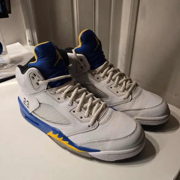 Pre-Owned Air Jordan 5 Retro Laney 2000 White/Varsity Royal Mens Sz 9 136045-141
