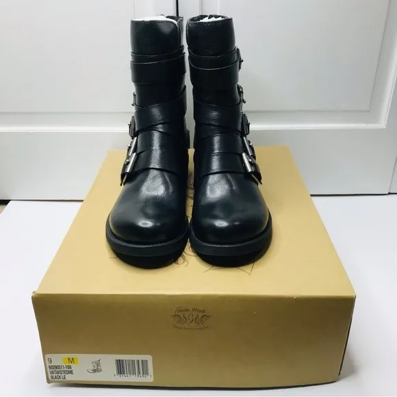 Price firm NINE WEST Fargo Black Leather Boots Size 9