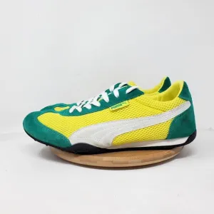 Puma 76 Runner Shoes Mens 10.5 Retro Sneaker Green Yellow Minimalist GAT