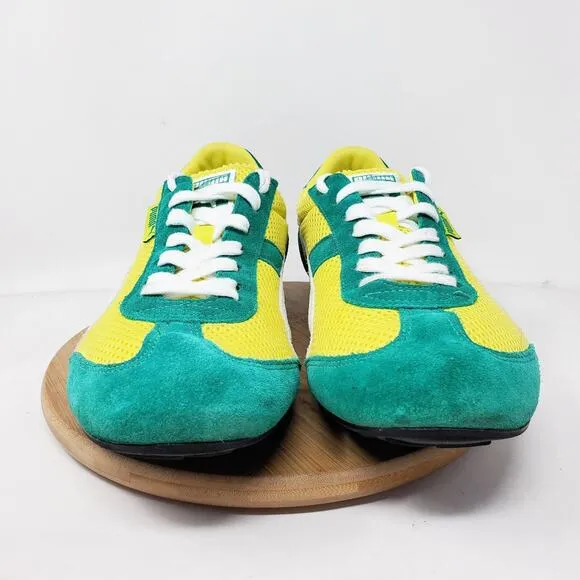 Puma 76 Runner Shoes Mens 10.5 Retro Sneaker Green Yellow Minimalist GAT