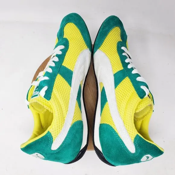 Puma 76 Runner Shoes Mens 10.5 Retro Sneaker Green Yellow Minimalist GAT