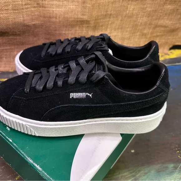 Puma black suede platform sneakers trainers shoes size 8 NWT