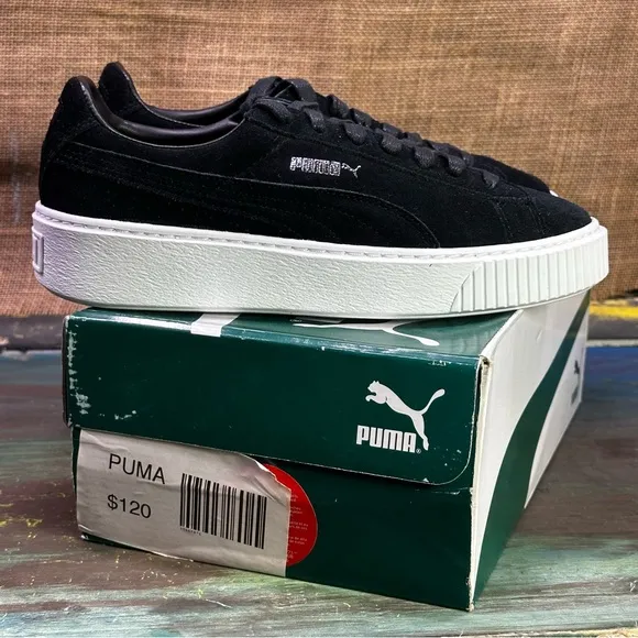 Puma black suede platform sneakers trainers shoes size 8 NWT