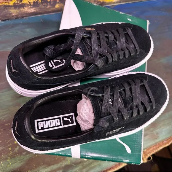 Puma black suede platform sneakers trainers shoes size 8 NWT