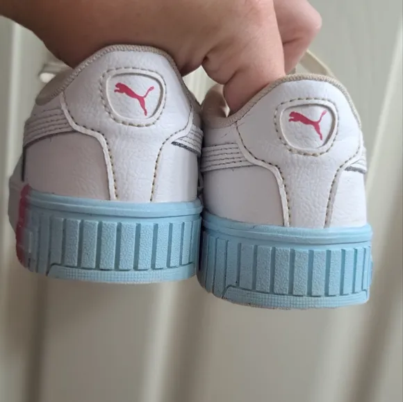 PUMA • Carina 20 Fade Jr Girls Youth Sneaker Kids 2.5C Aqua Pink White Creepers