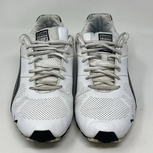 Puma Cell Hiro TLS Sneakers Mens 7.5 White Black Leather Preppy Street Shoes