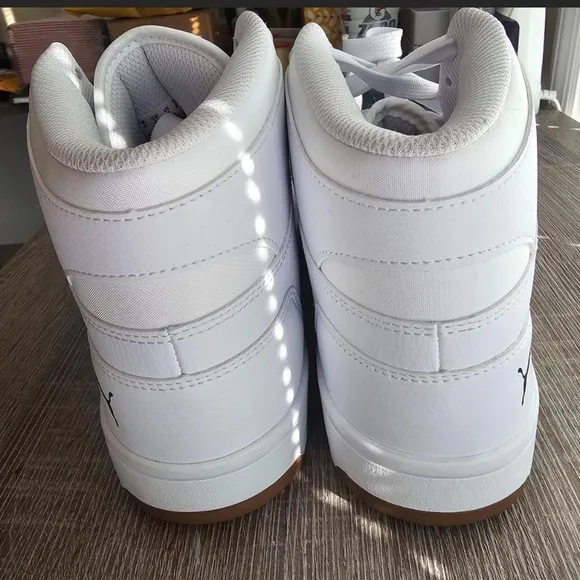 Puma Men's White and Black High-Top Sneakers