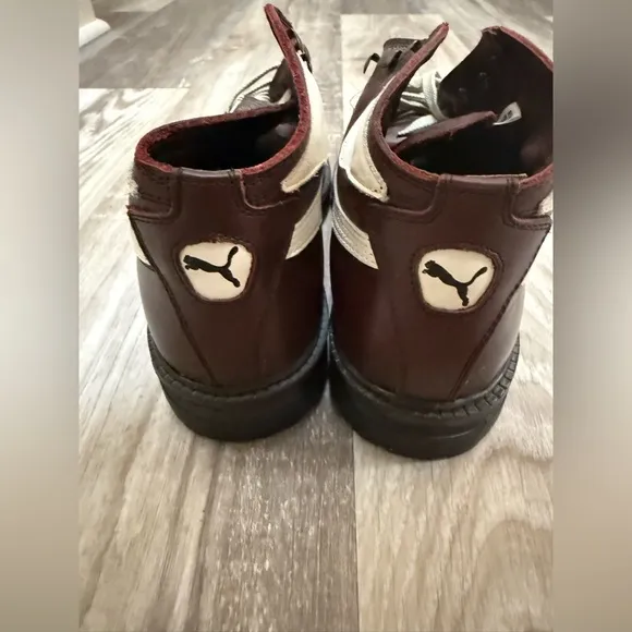 PUMA RUDOLF DASSLER MAROON SILEATHER BOOTS ROMANIA VINTAGE 11.5