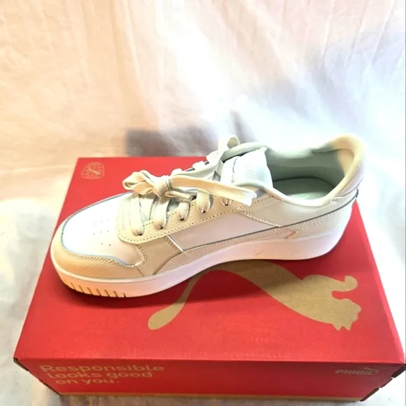 Puma Women's Size 8 White Carina Street BlingBling Leather Sneakers Shoes New