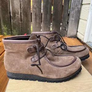 Punto Pigro Wm’s Chunky Lace Up Ankle Boot In Brown Suede Leather Sz 9/40