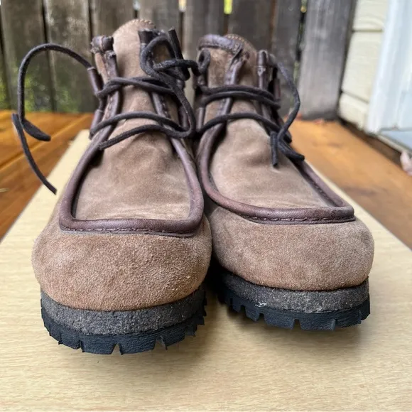 Punto Pigro Wm’s Chunky Lace Up Ankle Boot In Brown Suede Leather Sz 9/40