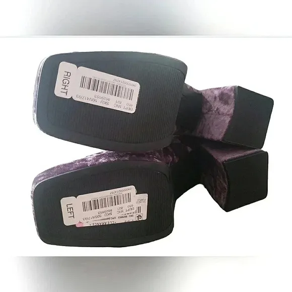 Purple Rain Crush Velvet  Platform Block Heel Retro Festival Boots