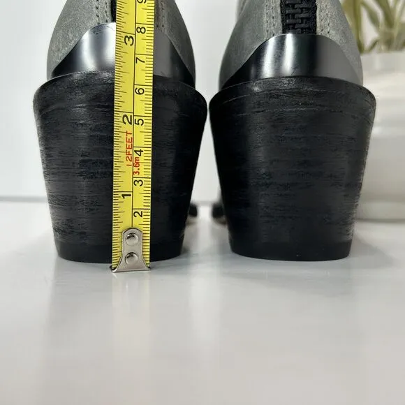 Rag &amp; Bone Bristol Waxed Suede Ankle Boots Dark Gray Women's US 8 EU 38