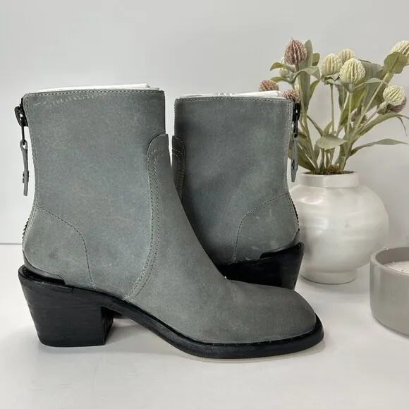 Rag &amp; Bone Bristol Waxed Suede Ankle Boots Dark Gray Women's US 8 EU 38