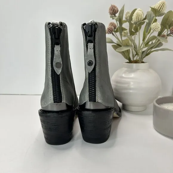 Rag &amp; Bone Bristol Waxed Suede Ankle Boots Dark Gray Women's US 8 EU 38