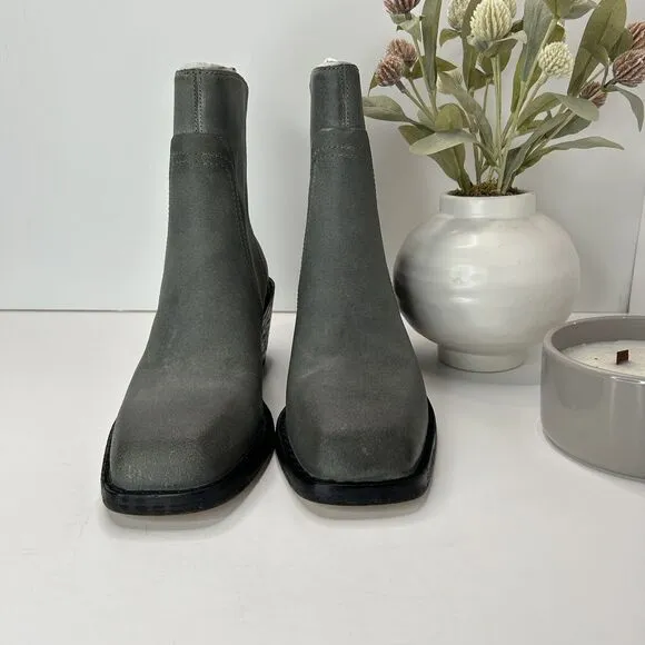 Rag &amp; Bone Bristol Waxed Suede Ankle Boots Dark Gray Women's US 8 EU 38