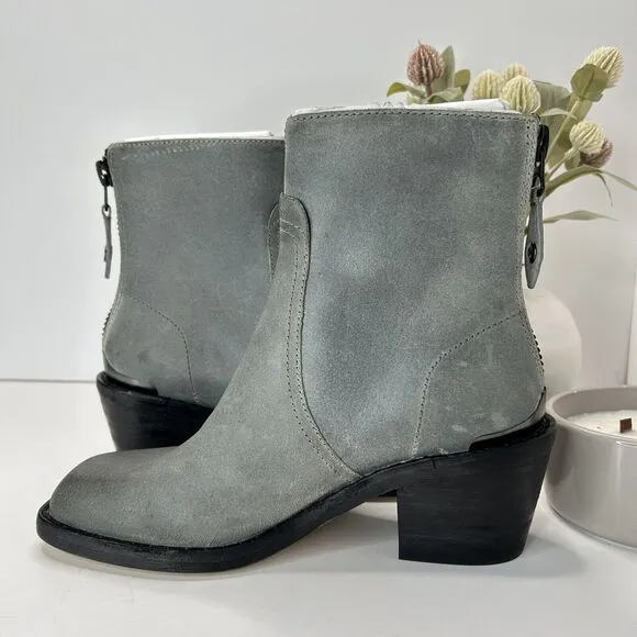 Rag &amp; Bone Bristol Waxed Suede Ankle Boots Dark Gray Women's US 8 EU 38