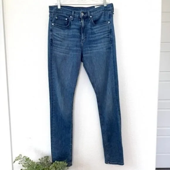 Rag &amp; Bone Fit 1 Skinny Jeans Blue Senna Wash Stretch Denim Men 31x32 Classic