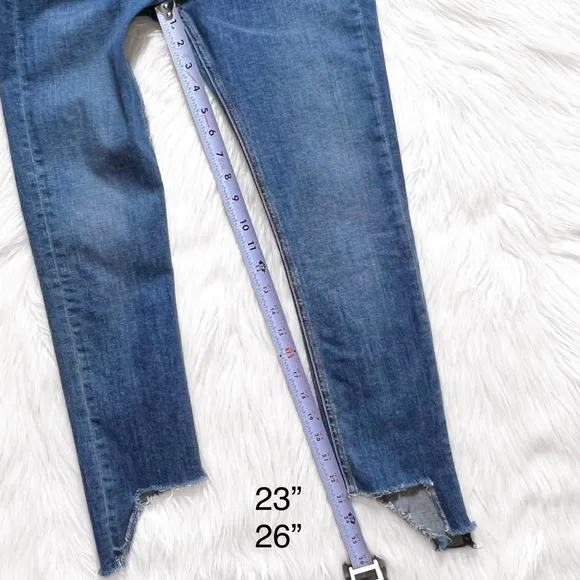 Rag &amp; Bone Fringe Step Hem Distressed Mid Rise Medium Wash Cropped Skinny Jeans