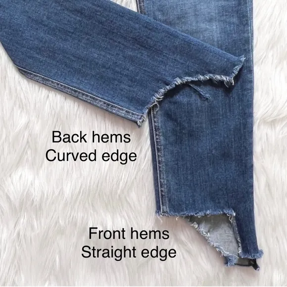 Rag &amp; Bone Fringe Step Hem Distressed Mid Rise Medium Wash Cropped Skinny Jeans
