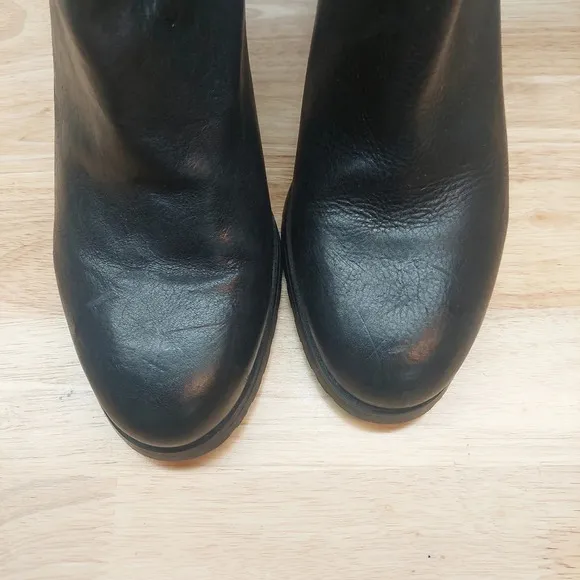 Ralph Lauren black leather ankle zip-up Heeled Boots with Tassels 10B EUC Vtg