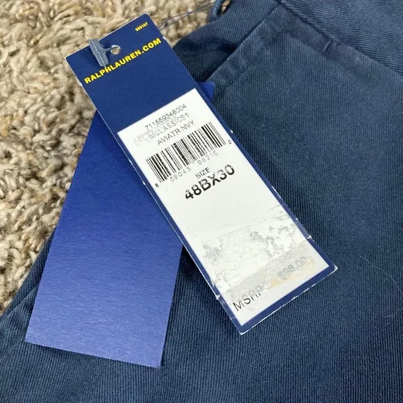 Ralph Lauren Classic Fit Stretch Chino Pants Mens 48Bx30 Aviator Navy Blue