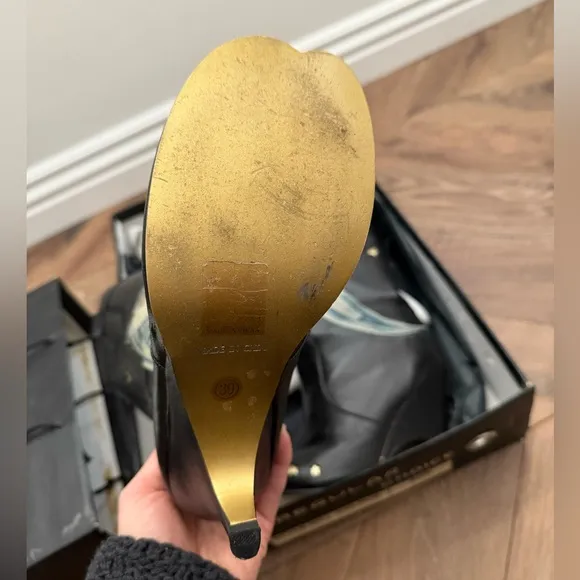 RARE Irregular Choice Black &amp; Gold Space Boy Boots