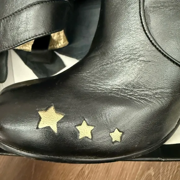 RARE Irregular Choice Black &amp; Gold Space Boy Boots
