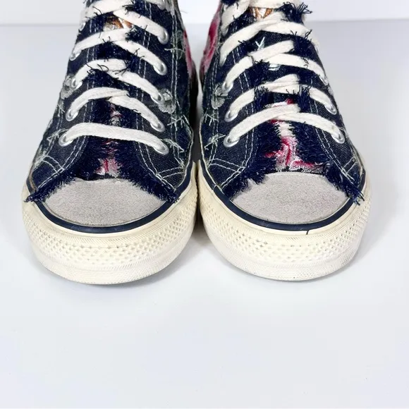 RARE Johnny Was Biya Floral Embroidered High Top Sneakers Size 9