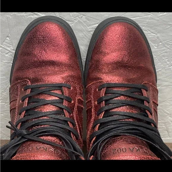RARE! SUPRA Muska 002 Skytop II Sz 9.5 Metallic Leather Hi-Top Skateboard Shoes