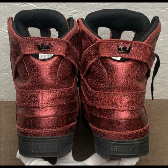 RARE! SUPRA Muska 002 Skytop II Sz 9.5 Metallic Leather Hi-Top Skateboard Shoes