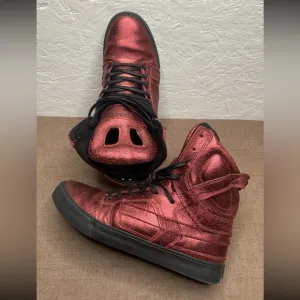 RARE! SUPRA Muska 002 Skytop II Sz 9.5 Metallic Leather Hi-Top Skateboard Shoes