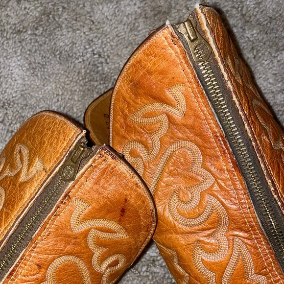 Rare Vintage 70s Lucchese Western Boots Ostrich Full Quill w/Zipper size 12D