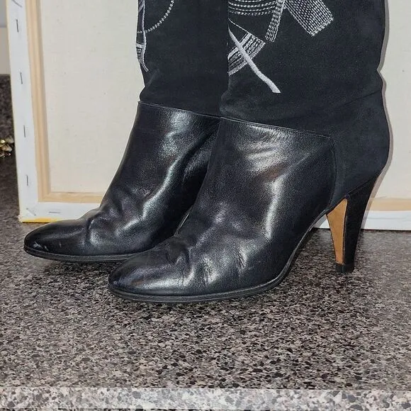 Rare Vintage Balizza Italy Pollini Leather High Heel Round Toe Boots Size 37