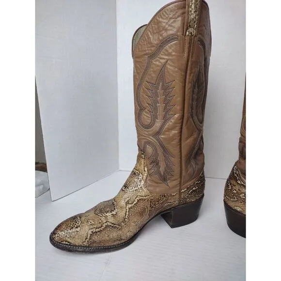Rare Vintage Larry Mahan's Python Snake Exotic Cowboy Boots  Men's  11A
