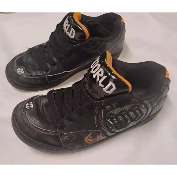 RARE Y2K World Wrld Industries Vandal 2 Orange Black Skateboard Shoes F206449