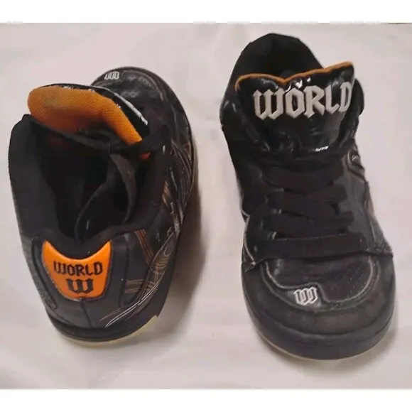 RARE Y2K World Wrld Industries Vandal 2 Orange Black Skateboard Shoes F206449