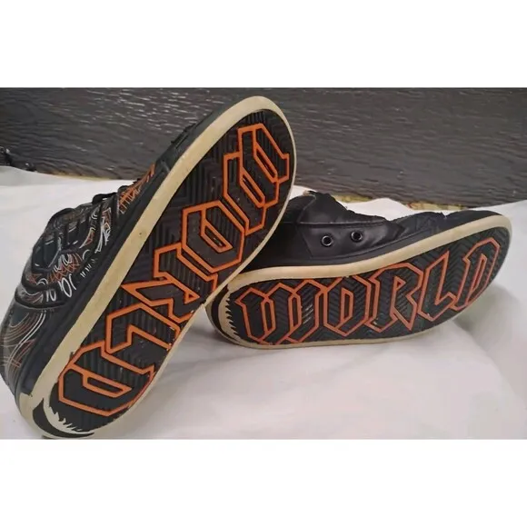 RARE Y2K World Wrld Industries Vandal 2 Orange Black Skateboard Shoes F206449