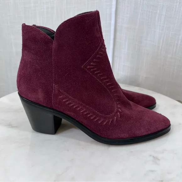 Rebecca Minkoff Suede Lulu Western Boho Ankle Boots Booties Size 6