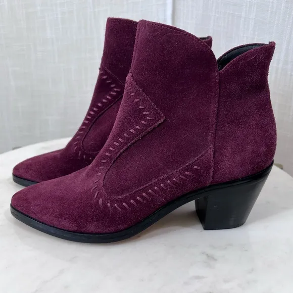Rebecca Minkoff Suede Lulu Western Boho Ankle Boots Booties Size 6