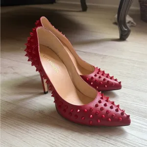 Red Spiked Women's Heels