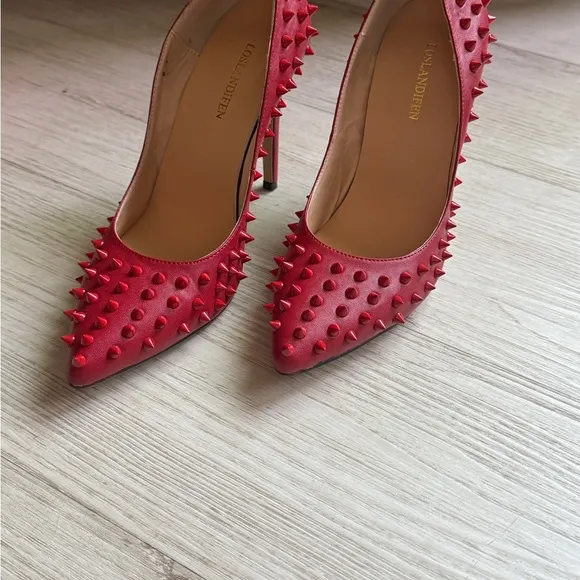 Red Spiked Women's Heels