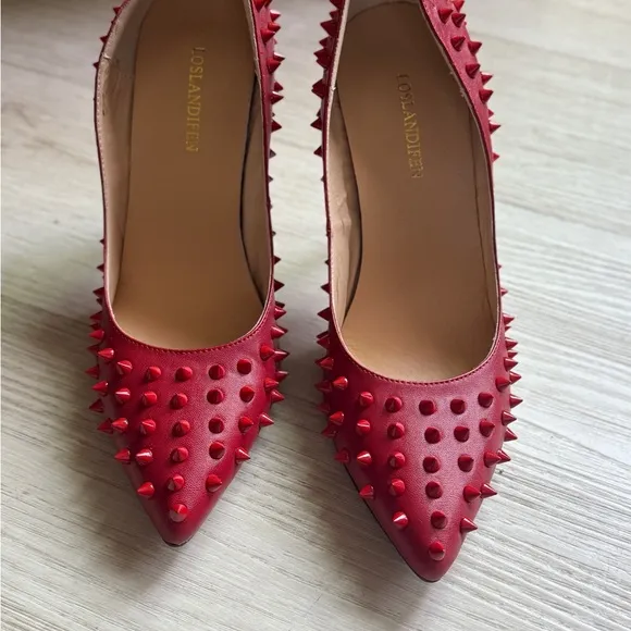 Red Spiked Women's Heels