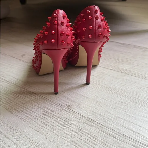 Red Spiked Women's Heels