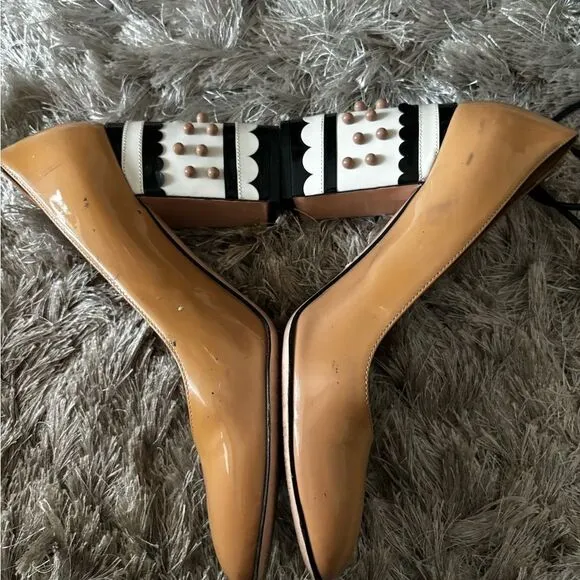 Red valentino runway dress shoes studded heels polka dot 3d ball baby doll pumps